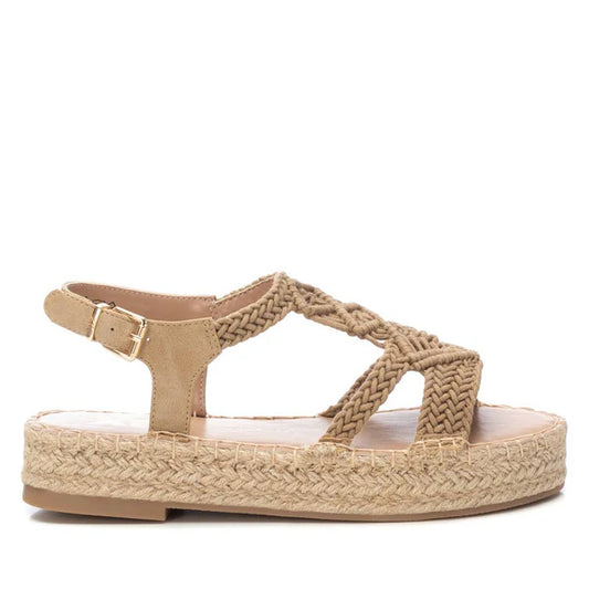 Sandales plates femme - beige- Semelle Confort