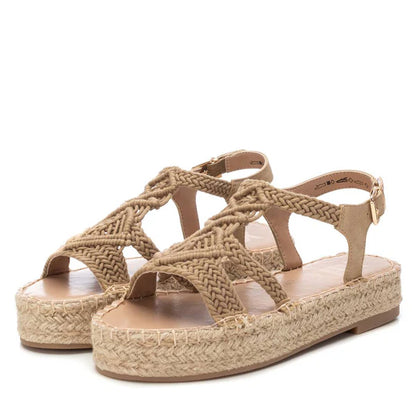 Sandales plates femme - beige- Semelle Confort