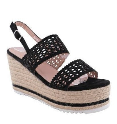 Sandales compensées femme MOOW Noir