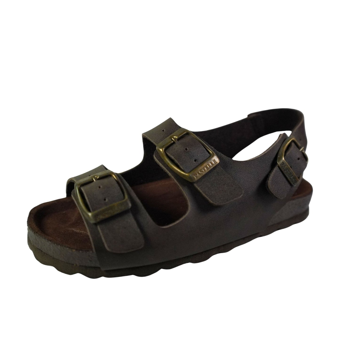 Sandale Pastelle Enfant marron foncè à Boucle, Semelle Confort en Cuir